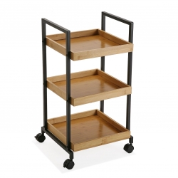 CARRITO MULTIUSOS 3 ESTANTERIAS BAMBU 37,5 X 34 X 70 CM