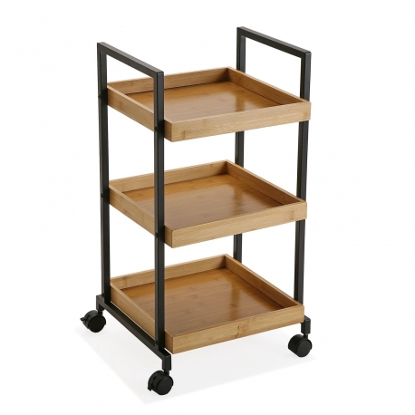 CARRITO MULTIUSOS 3 ESTANTERIAS BAMBU 37,5 X 34 X 70 CM