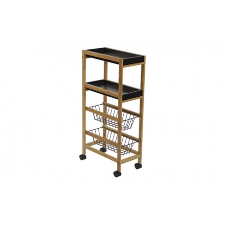 CARRO CON RUEDAS 2 CESTAS 40 X 22 X 83 CM NEGRO