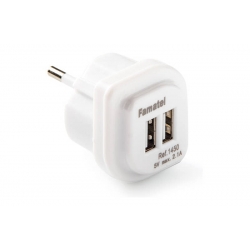 CARGADOR 2 USB BLANCO 2,1A IP20