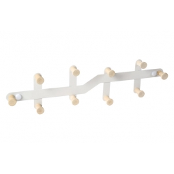 PERCHA PARED MADERA NATURAL 430 MM 10 GANCHOS BLANCO