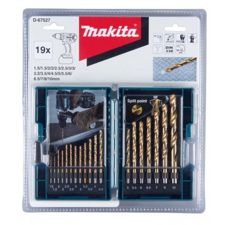 Juego de brocas makita de metal 19pcs d-67527