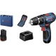 TALADRO BATERIA PERCUTOR BOSCH GSB12V-15 + 2x2 , 0 + 10AC + GAL12V-20 + CASE