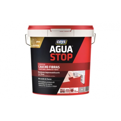 Impermeabilizante ceys aguastop caucho fibras 20kg gris
