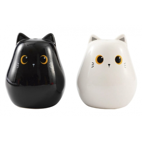 Salero y pimentero ceramica gatos