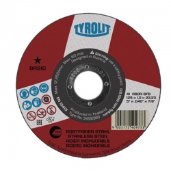 DISCO CORTE TYROLIT BASIC A60R-BFB INOX 125X1X22,23MM