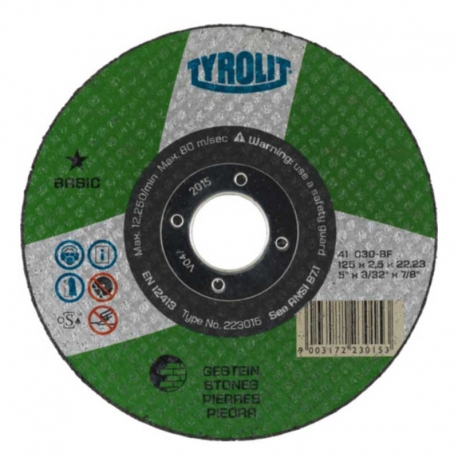 DISCO CORTE TYROLIT BASIC C30S-BF PIEDRA 115X2,5X22,23MM