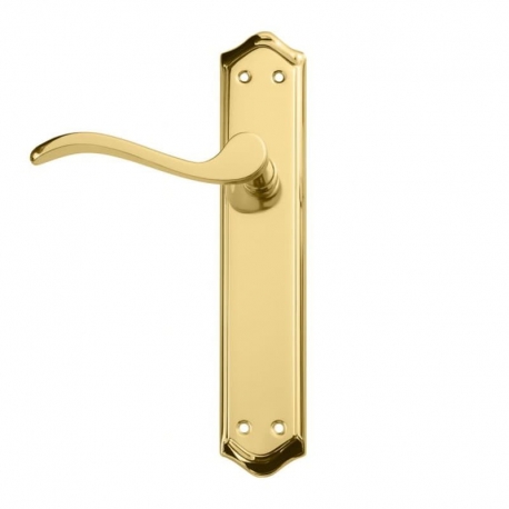 Manilla curva con placa latÓn brillo aluminio hierro