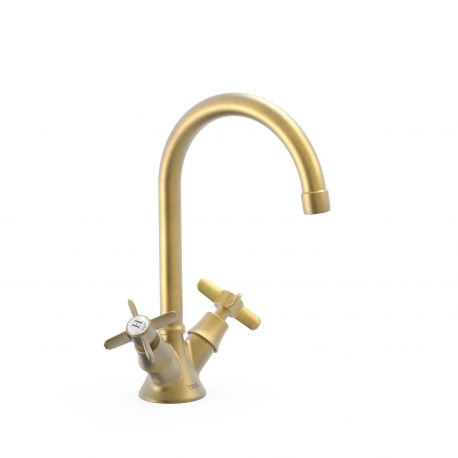 Grifo bimando tres clasic para lavabo laton viejo mate 24210901lm