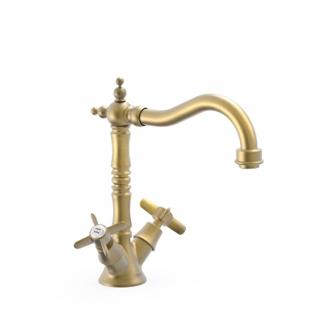 Grifo bimando tres clasic para lavabo laton viejo mate 24210902lm