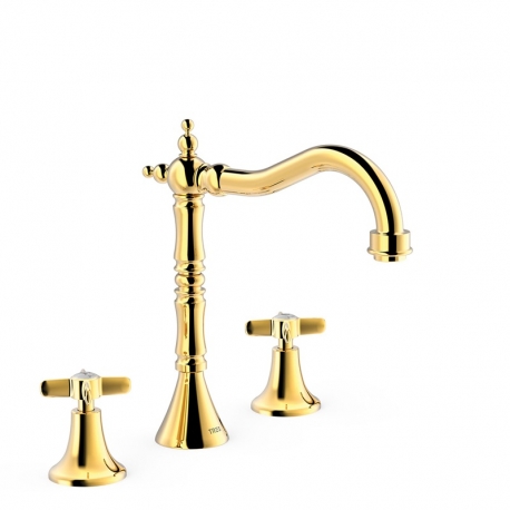 Grifo bimando de repisa tres clasic para lavabo oro 24210501or