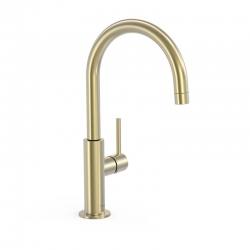 Monomando tres study alto con maneta lateral lavabo 324mm cava dorado 26290402ca