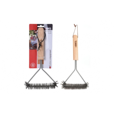 Cepillo barbacoa inoxidable 30 x 14 cm mango madera