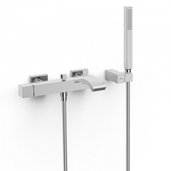 Monomando baÑera ducha tres exclusive cuadro mura cromado caÑo cascada 10717002