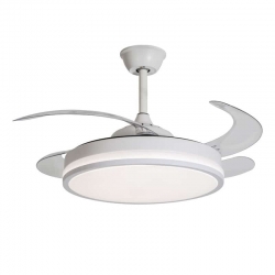 Ventilador de techo luz aspas retractil kukem 60w blanco106cm