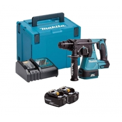 Martillo bateria makita dhr242rtj sds-plus 18v 5.0ah 2 baterias + set d-71314