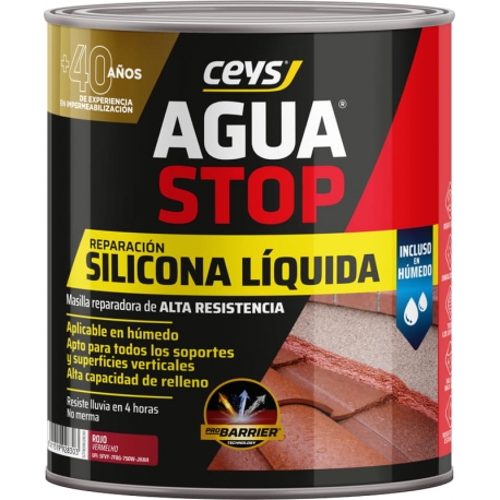 Masilla reparadora ceys aquastop de silicona liquida reactiva rojo 1 kg