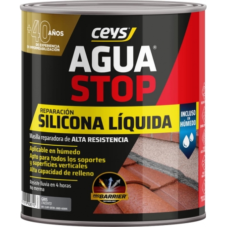 MASILLA REPARADORA CEYS AQUASTOP DE SILICONA LIQUIDA REACTIVA GRIS 1 KG
