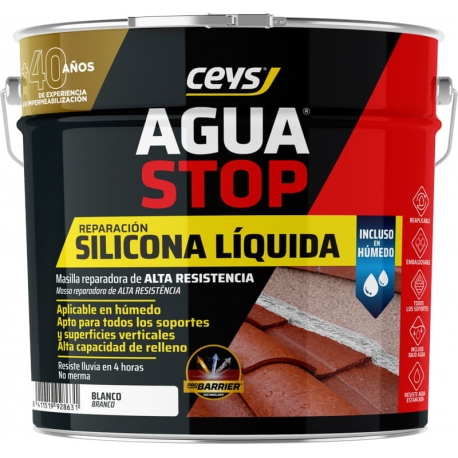 MASILLA REPARADORA CEYS AQUASTOP DE SILICONA LIQUIDA REACTIVA BLANCO 4 KG