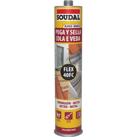 Masilla poliuretano pega y sella soudal 300 ml blanco
