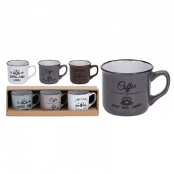 TAZA DE CAFE STONEWARE SURTIDO GRIS 10CL 3 UNIDADES
