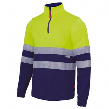 Sudadera bicolor alta visibilidad velilla con cremallera talla xl